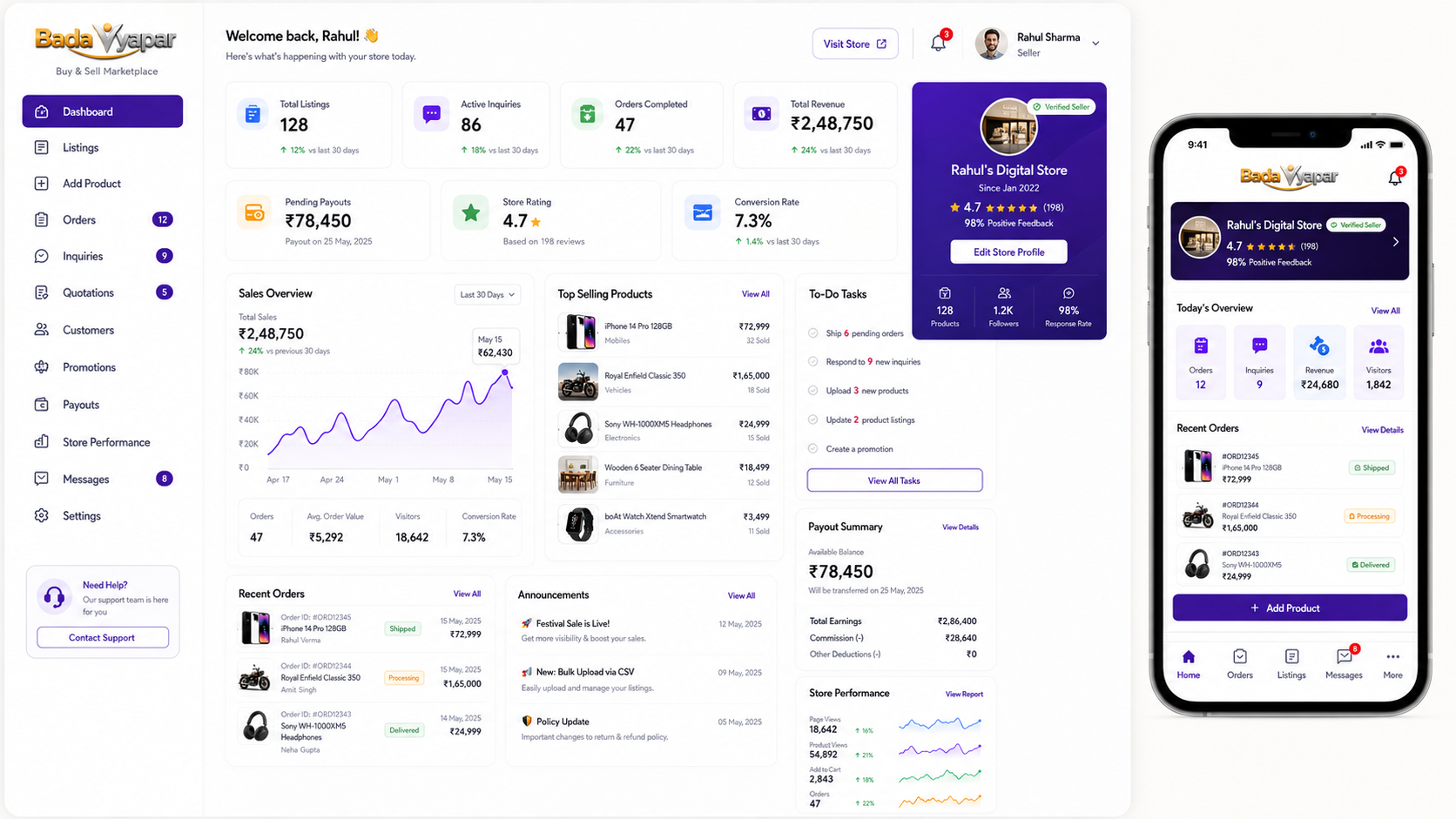 Seller Dashboard and Operations