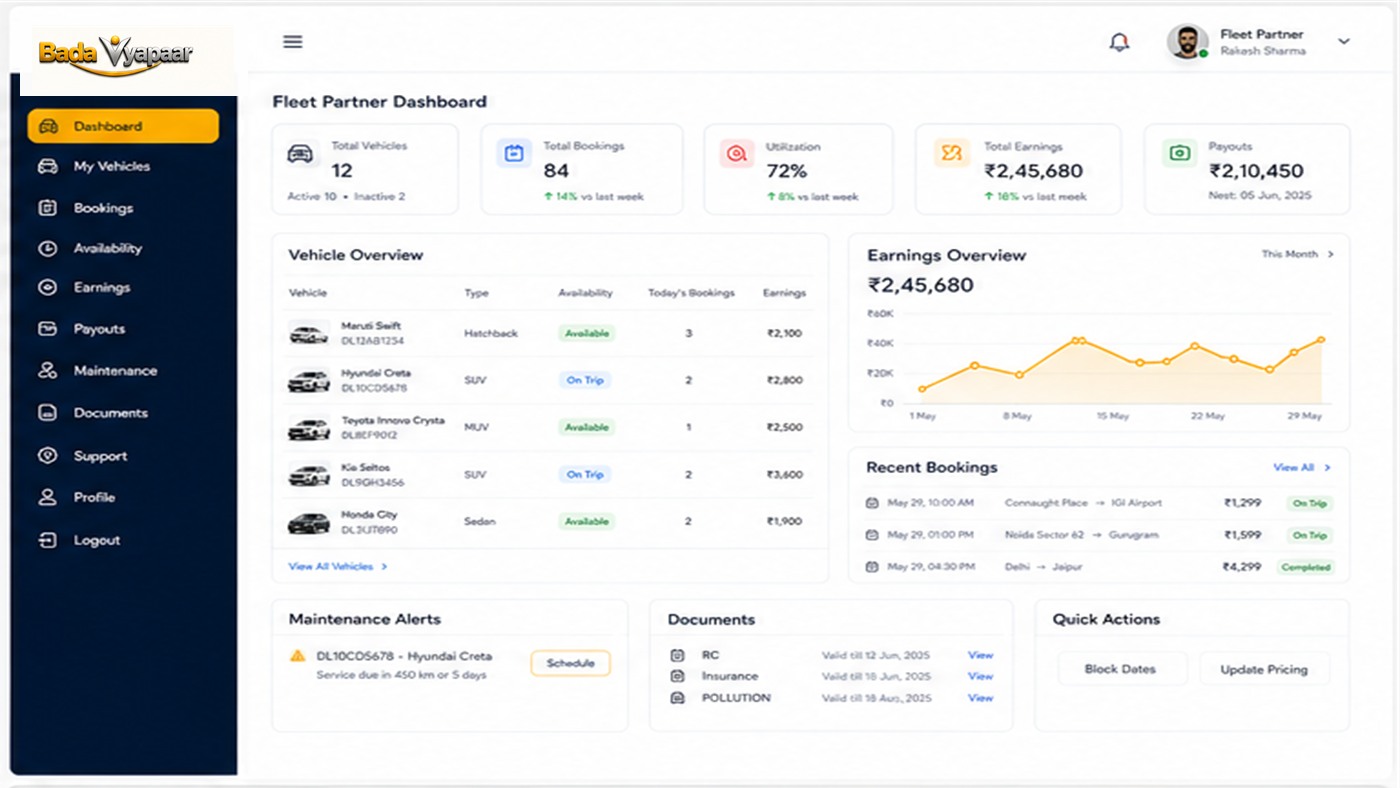 Fleet Partner Dashboard and Operations