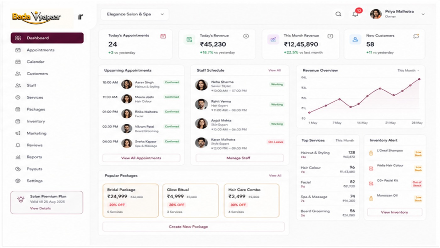 Salon Dashboard and Operations